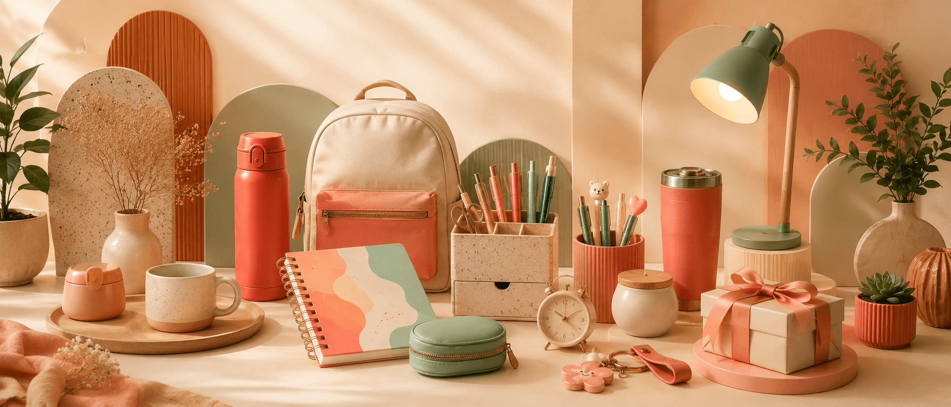 Meloy pieces styled in a calm, everyday setting