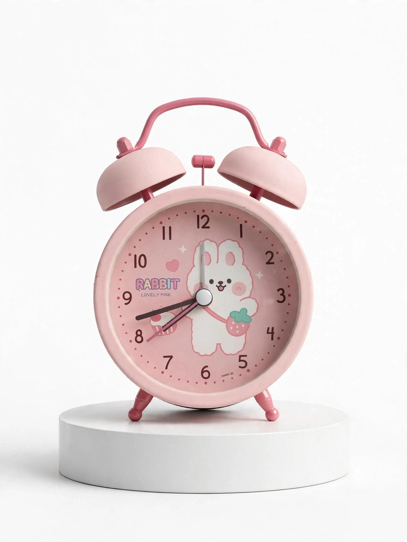 FunBlast Pink Bunny with Strawberry Bag Twin Bell Alarm Clock