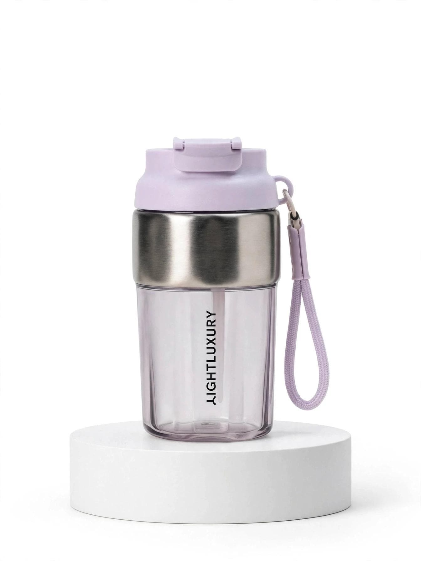 LightLuxury 460ml 2-in-1 Sipper & Non-Sipper Container with Strap - Lavender