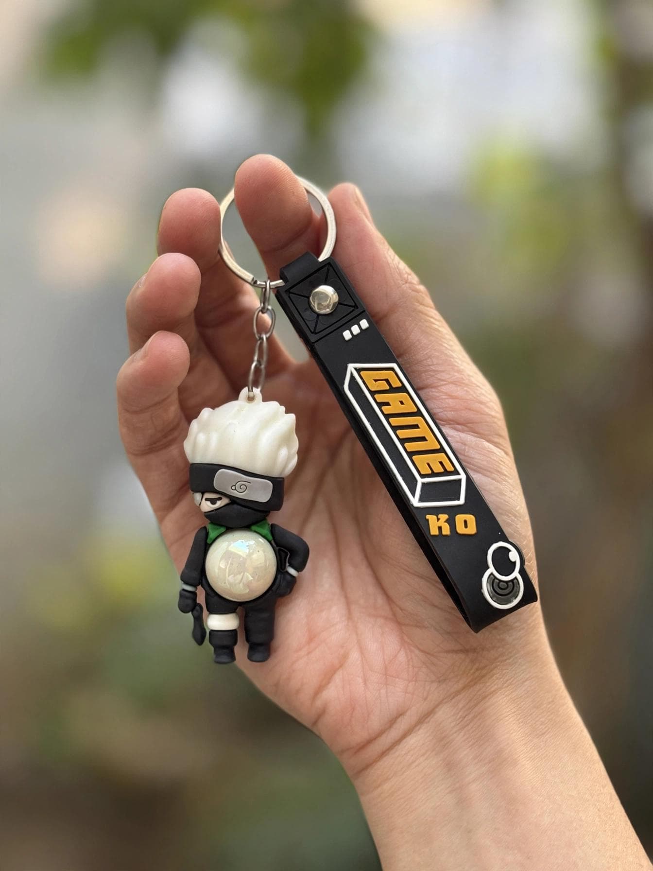 Light-Up Kakashi Anime Ninja Keychain with Black Wrist Strap
