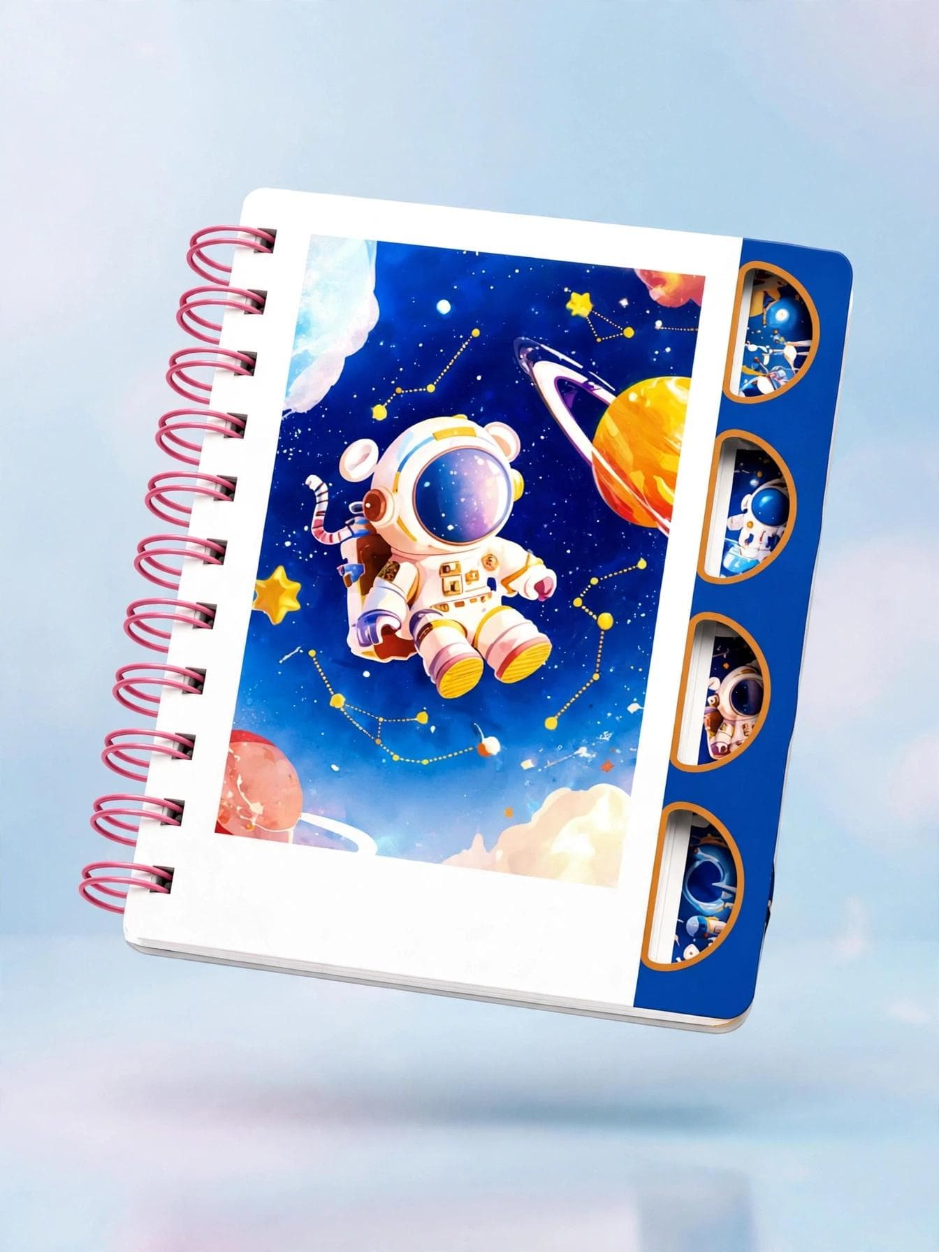 Cosmic Explorer Spiral Astronaut Notebook - Pink Spiral