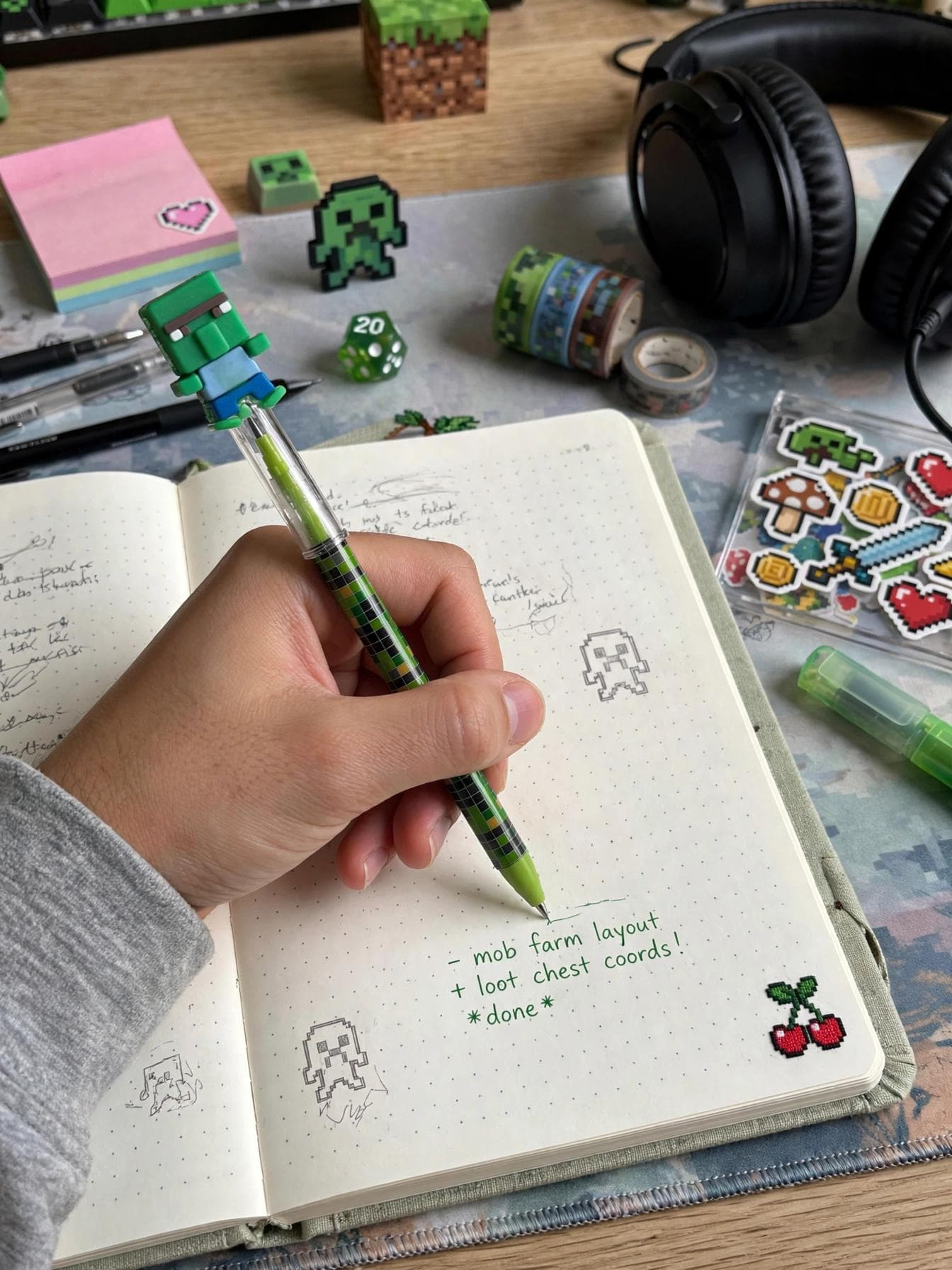 Minecraft Themed Pixel Zombie Push Pencil