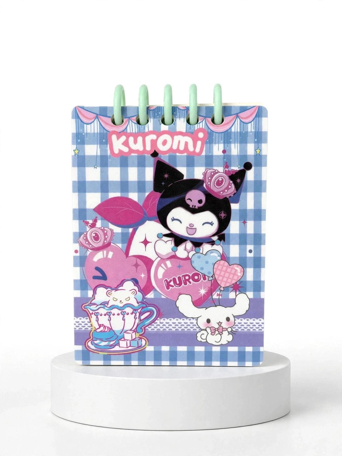 Kuromi Balloon Pocket Spiral Notepad - Green Spiral