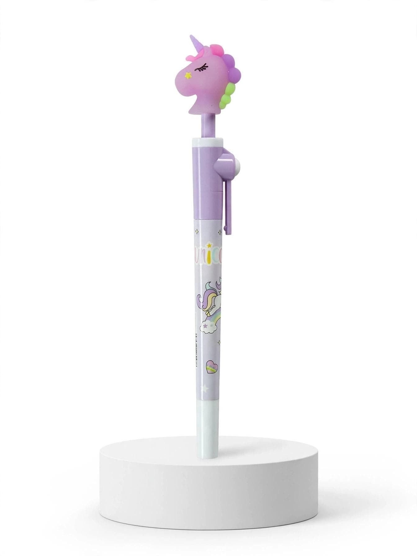 Purple Unicorn 3D Topper Retractable Pen