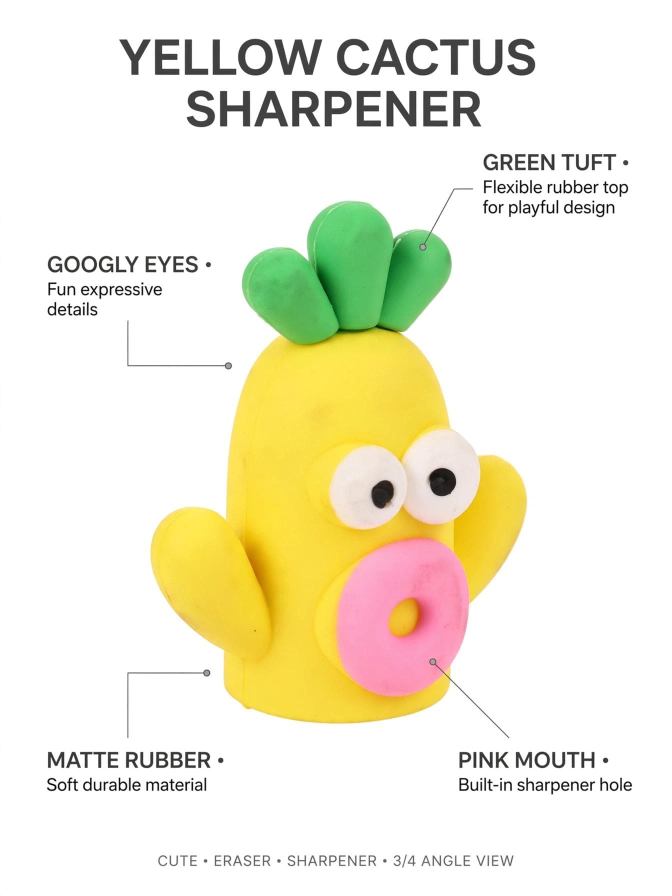 Yellow Silicone Carrot Cactus Sharpener