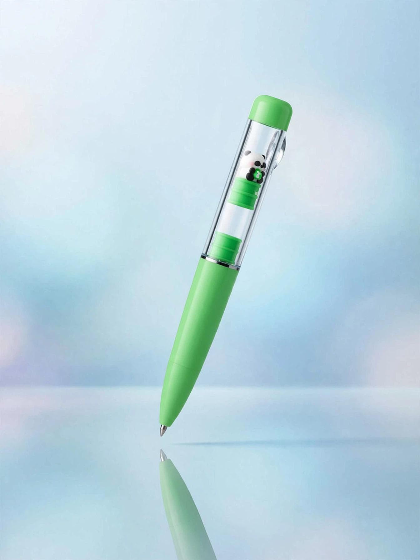 Panda Floating Bumper Ballpoint Pen - Green