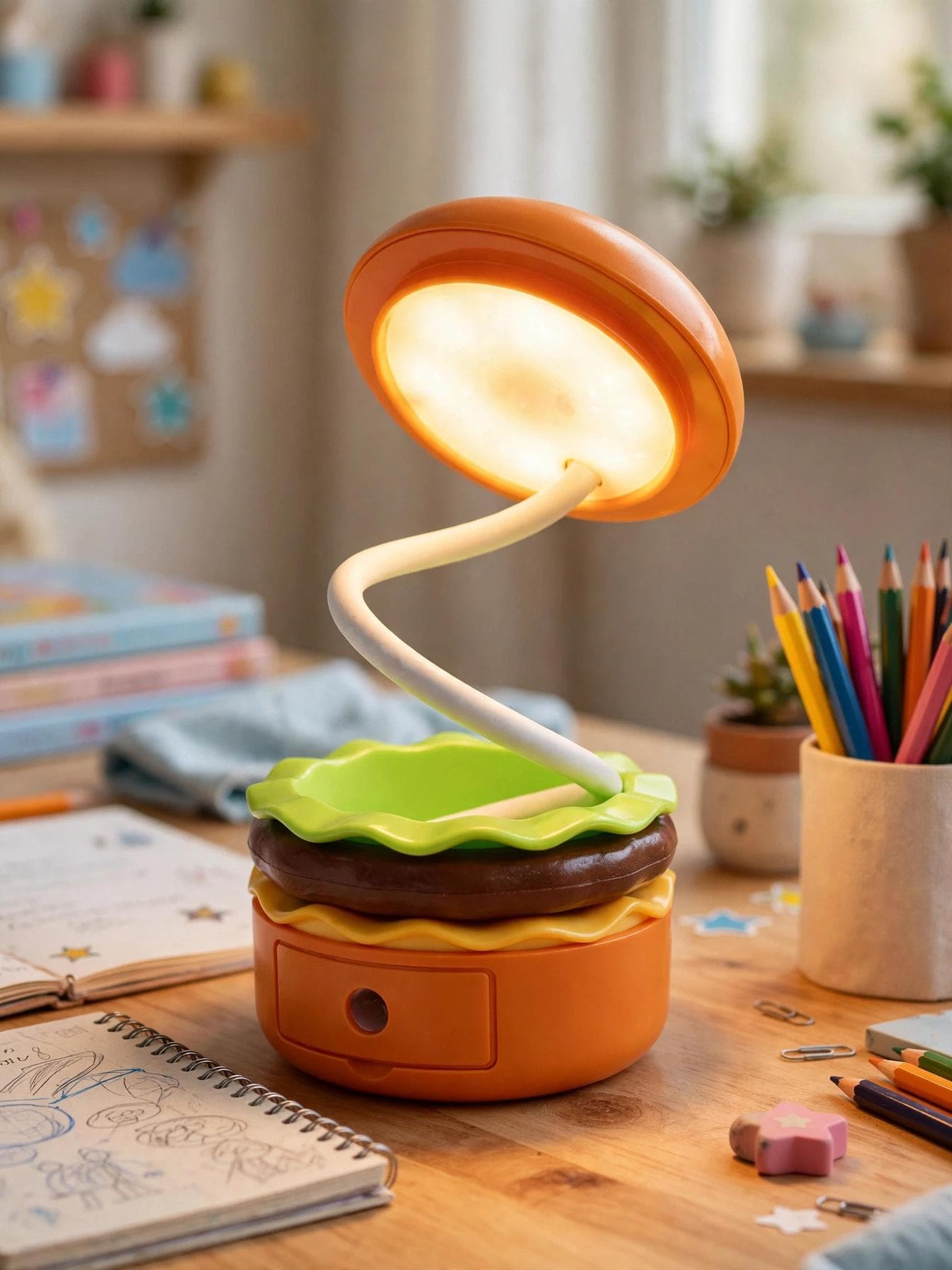 2-in-1 Hamburger Desk Lamp & Pencil Sharpener