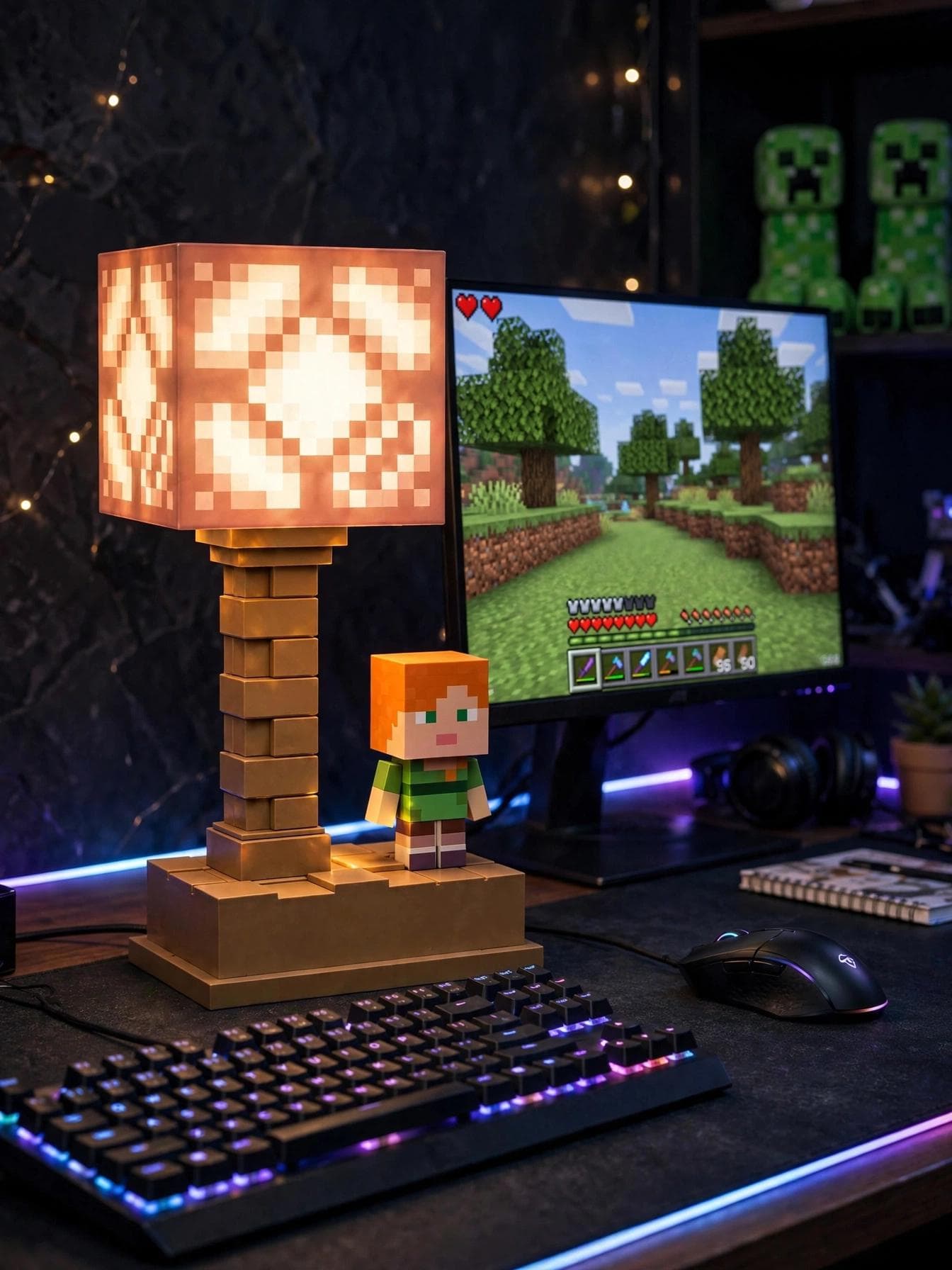Pixel Gaming Redstone 2-in-1 LED Night Light Lamp