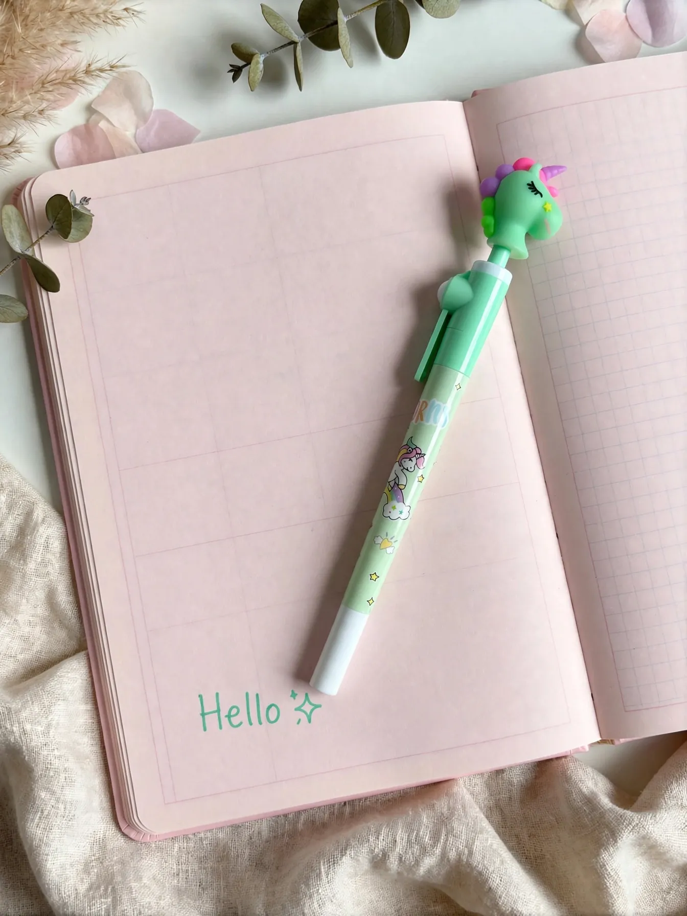 Green Fancy Rolling Unicorn Gel Pen