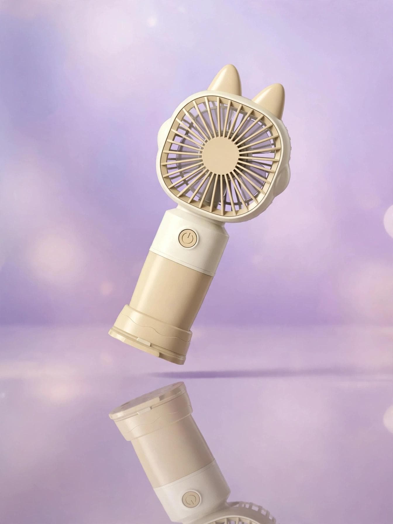 Cute Cat Ear Rechargeable USB Mini Fan - Beige