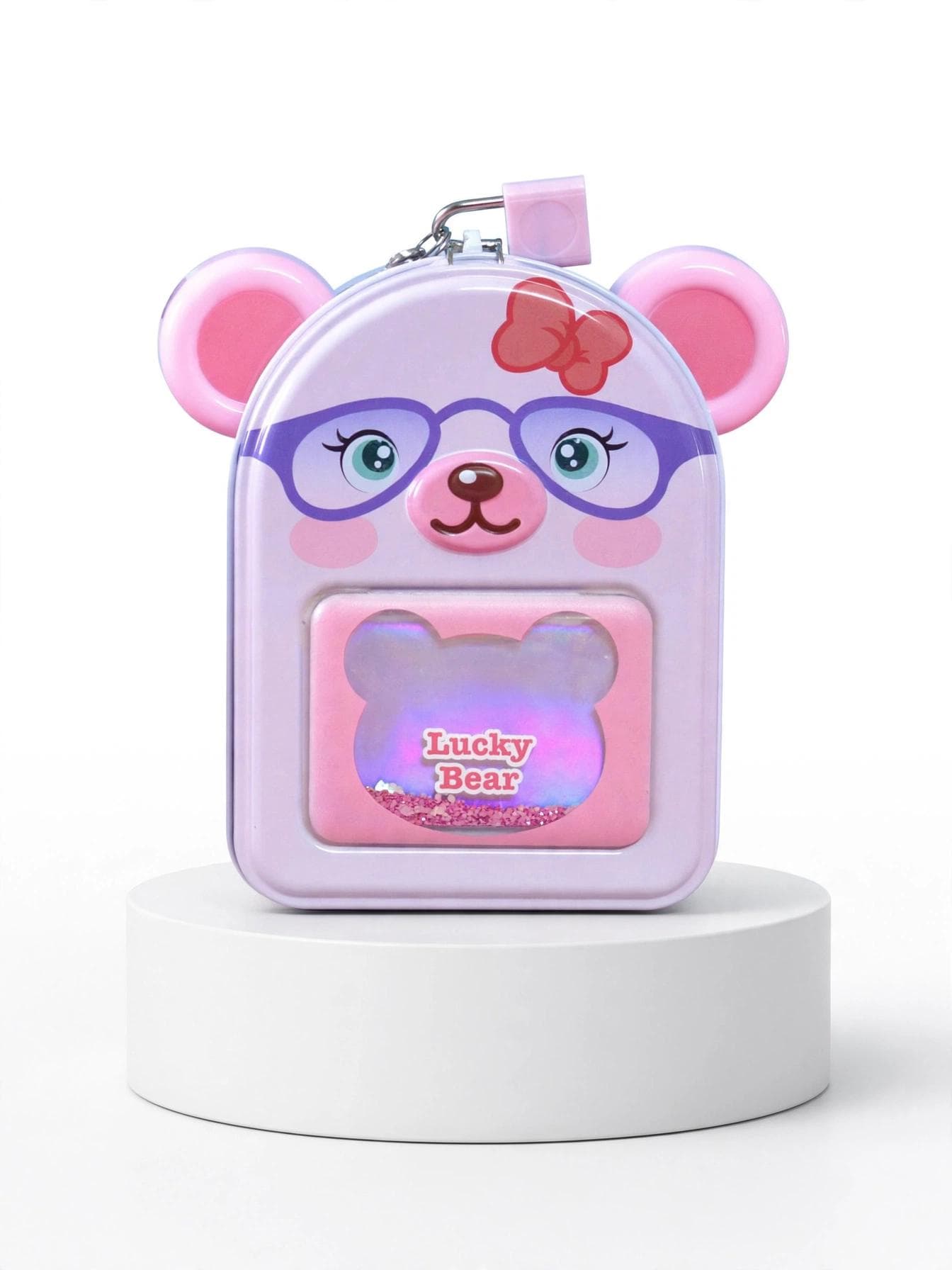Lucky Bear Metal Piggy Bank with Lock & Key - Lavender Purple